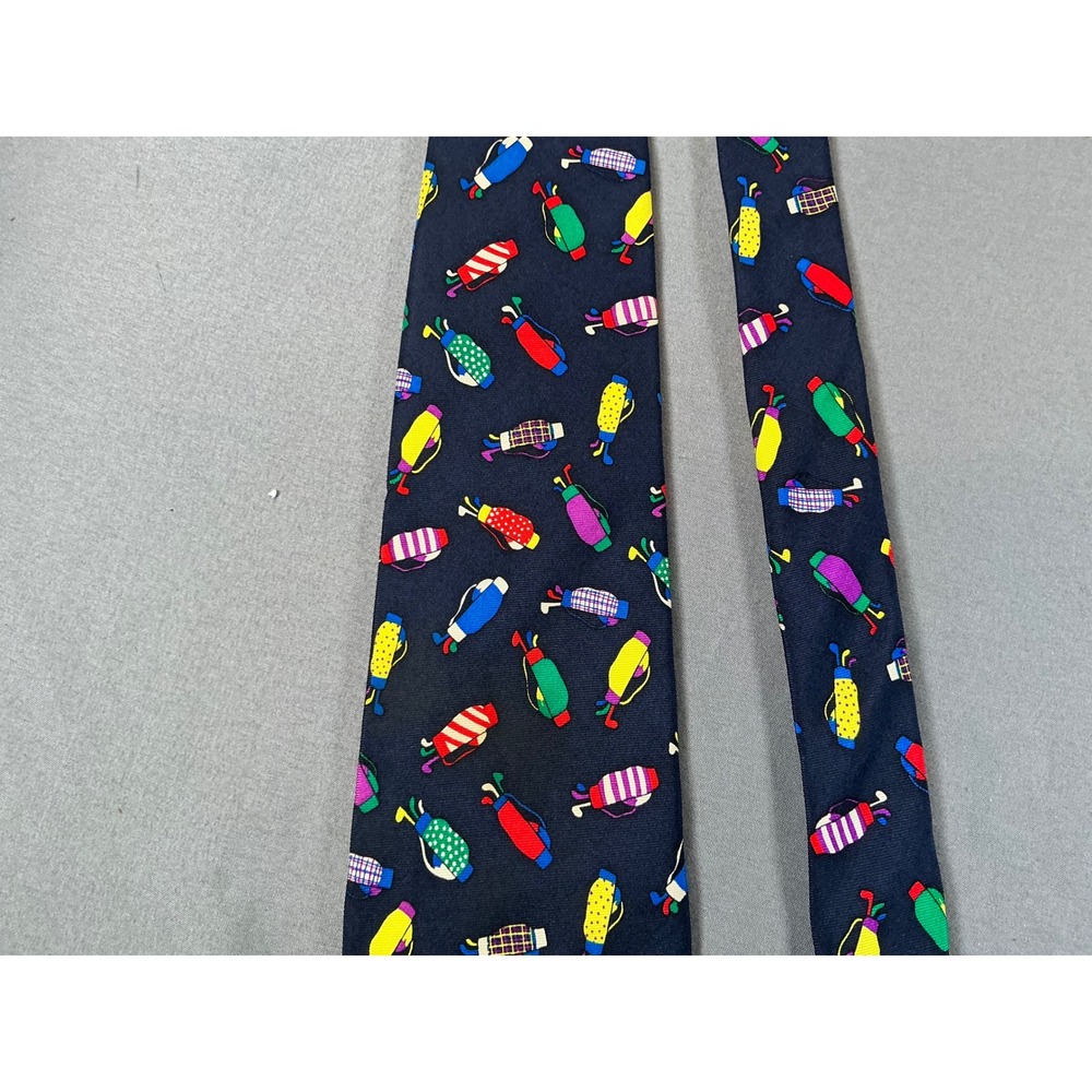 Alynn Holiday Tie  100% Silk Golf Bag Print Novelty Tie Well Dressed Bags